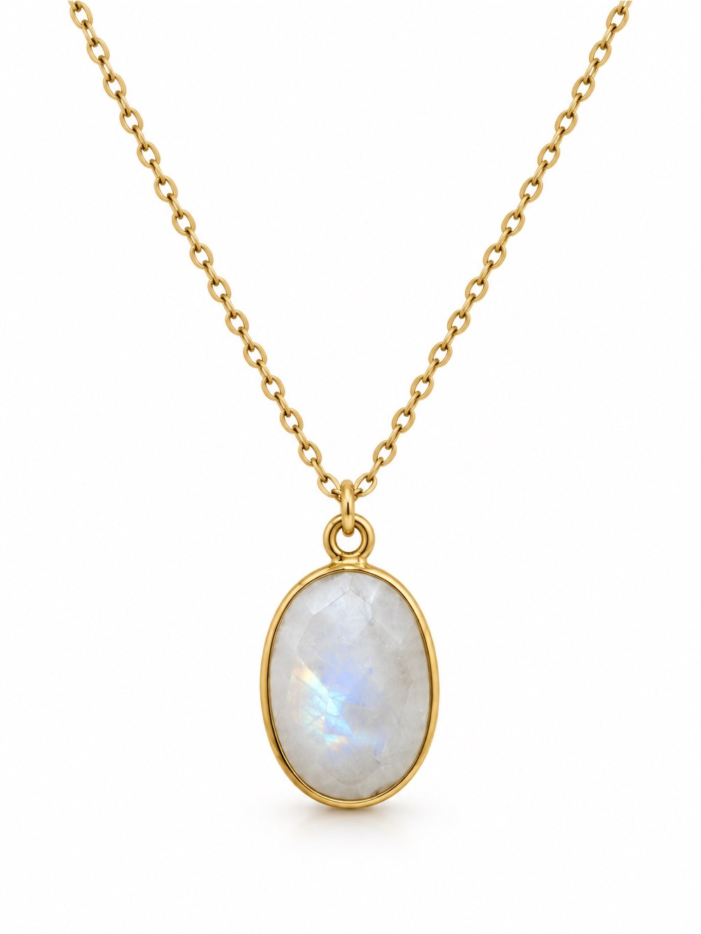 NB87 Moonstone Bezel Necklace